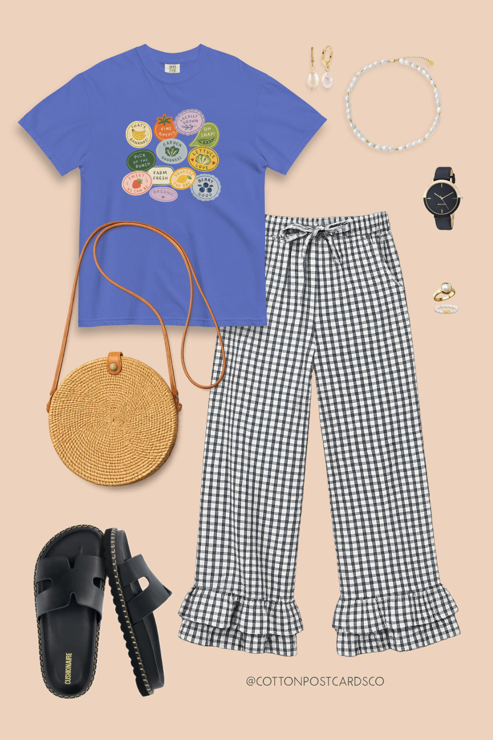 Produce stickers - gingham